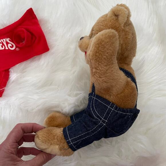 Vintage Shoneys Restaurant Bear Plush toy 10” Stuffed Animal Mascot Red Shirt - Picture 4 of 12